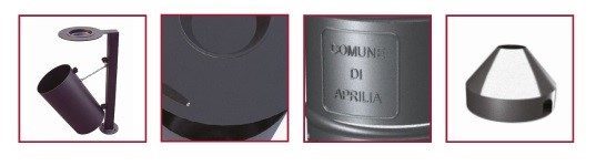 Cestino stradale per arredo urbano Simply palo Particolare