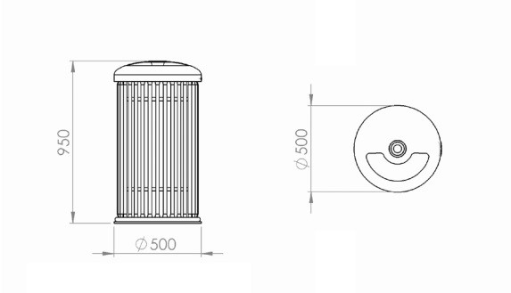 Cestino stradale modello Tube per arredo urbano