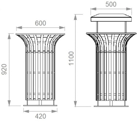 Disegno tecnico cestino Fungo