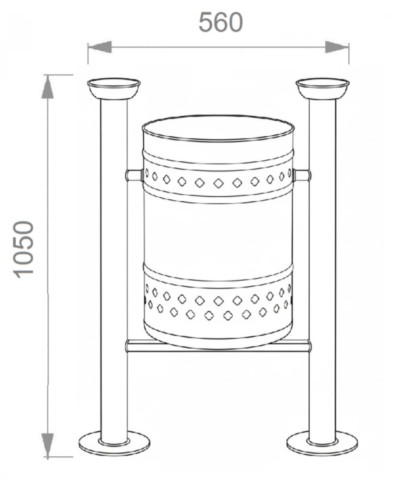Disegno tecnico cestino urbano Dondolo