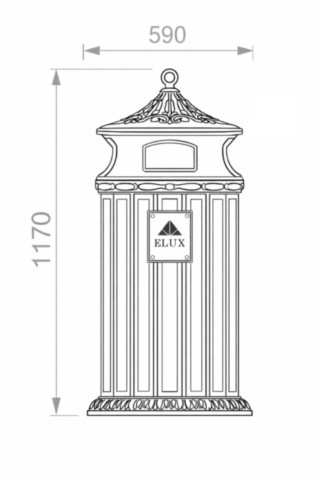 Disegno tecnico cestino Giubileo modello cesntro stroico Elux