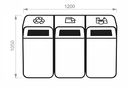 Disegno tencico Cestino stradale raccolta differenziata modello Soave 637/3C ELUX