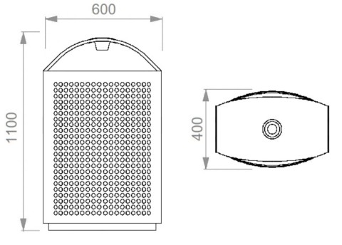 Disegno cestino urbano modello Cave - 659-CP Elux
