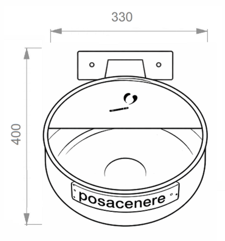 Disegno tecnico Posacenere stradale da palo modello da muro modello Vasto 1940 ELUX