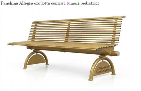 Panchina Oro lotta contro i tumori pediatrici Elux