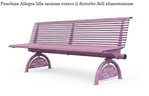 panchina da parco lilla insieme contro il disturbo dell alimentazione Elux