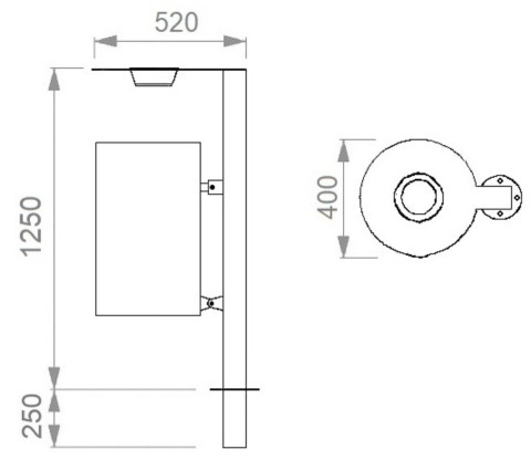 Disegno tecnico cestino Simply palo